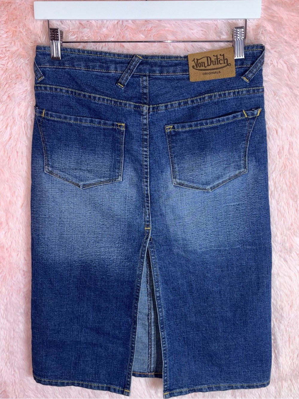 Von Dutch denim midi skirt